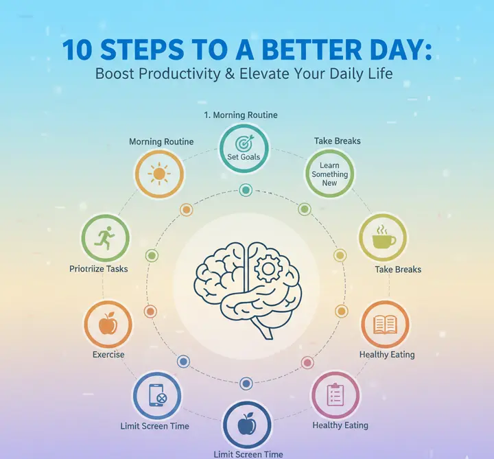 10 خطوات لتحسين حياتك اليومية وزيادة إنتاجيتك بشكل فعّال