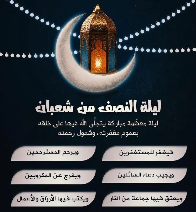 ليلة النصف من شعبان 2026: الفضل، الأدعية المستحبة، وحقيقة غفران الذنوب لجميع الخلق
